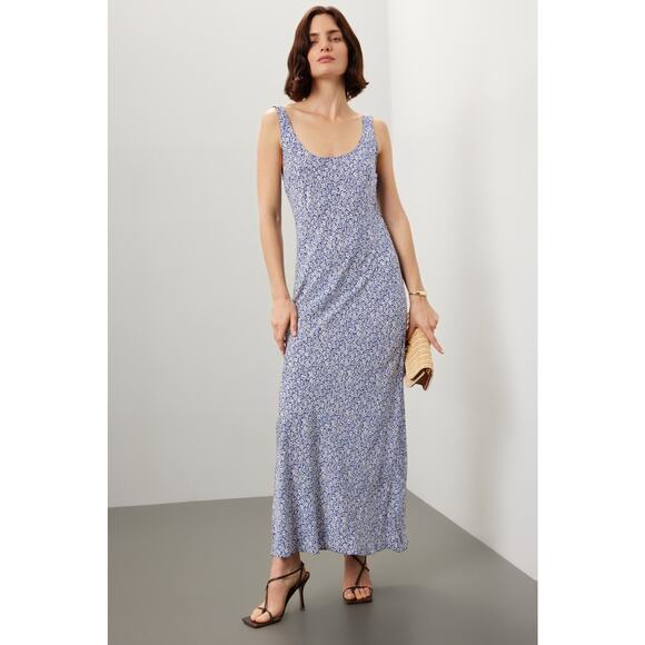 POLO RALPH LAUREN Blue Floral Print Slip Style Sleeveless A-Line Dress Size 4 - Picture 1 of 16